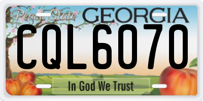 GA license plate CQL6070