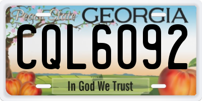 GA license plate CQL6092