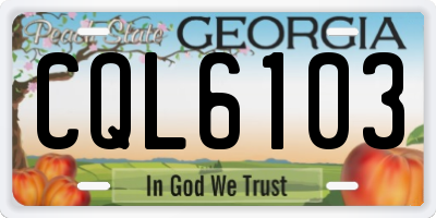 GA license plate CQL6103