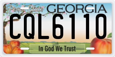 GA license plate CQL6110