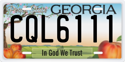 GA license plate CQL6111