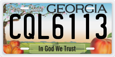 GA license plate CQL6113