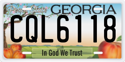 GA license plate CQL6118