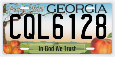 GA license plate CQL6128