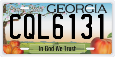 GA license plate CQL6131