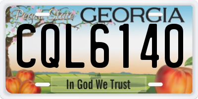 GA license plate CQL6140