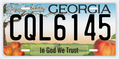 GA license plate CQL6145