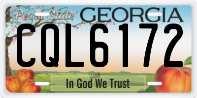 GA license plate CQL6172