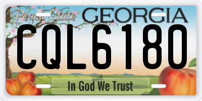 GA license plate CQL6180