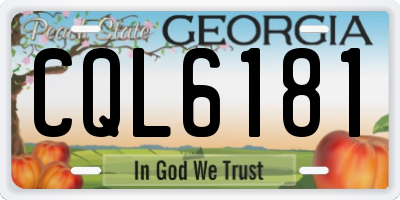 GA license plate CQL6181