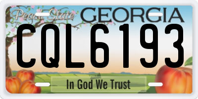 GA license plate CQL6193