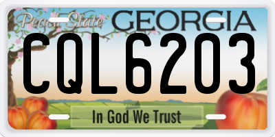 GA license plate CQL6203