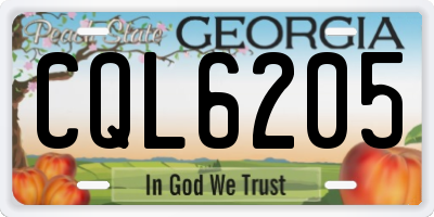 GA license plate CQL6205