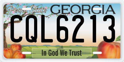 GA license plate CQL6213