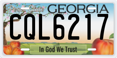 GA license plate CQL6217