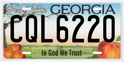 GA license plate CQL6220