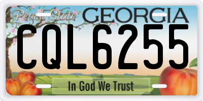 GA license plate CQL6255
