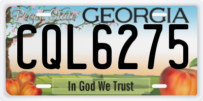 GA license plate CQL6275