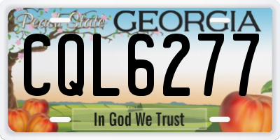 GA license plate CQL6277