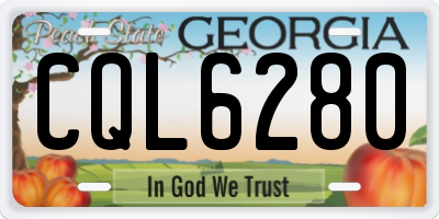 GA license plate CQL6280