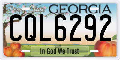 GA license plate CQL6292