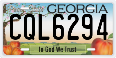 GA license plate CQL6294
