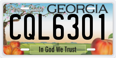 GA license plate CQL6301