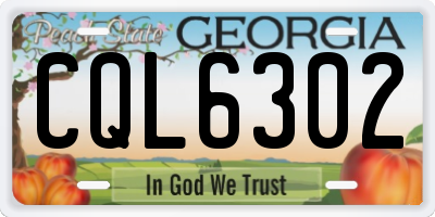 GA license plate CQL6302