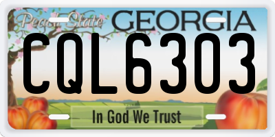 GA license plate CQL6303