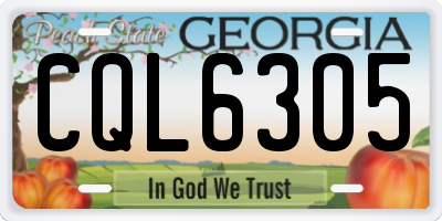 GA license plate CQL6305