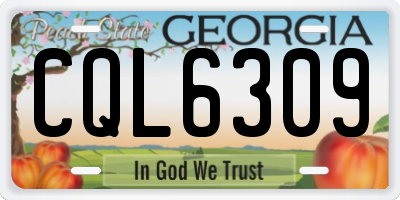 GA license plate CQL6309