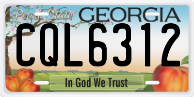 GA license plate CQL6312