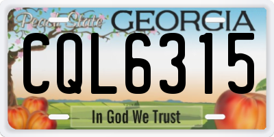 GA license plate CQL6315
