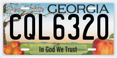 GA license plate CQL6320