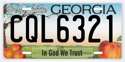 GA license plate CQL6321
