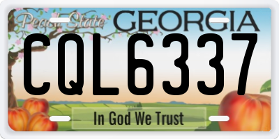 GA license plate CQL6337