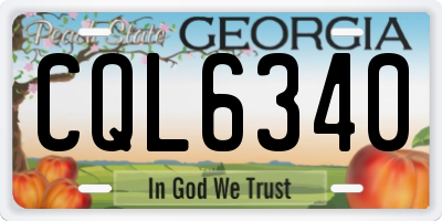 GA license plate CQL6340