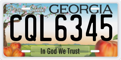 GA license plate CQL6345