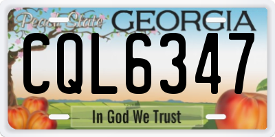 GA license plate CQL6347