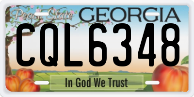 GA license plate CQL6348