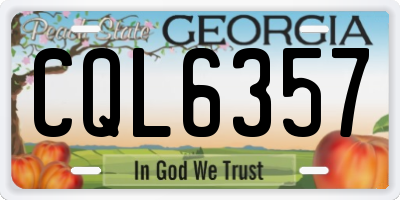 GA license plate CQL6357