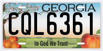 GA license plate CQL6361