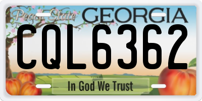 GA license plate CQL6362