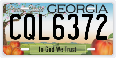 GA license plate CQL6372