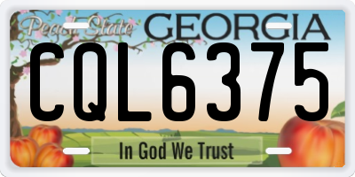 GA license plate CQL6375