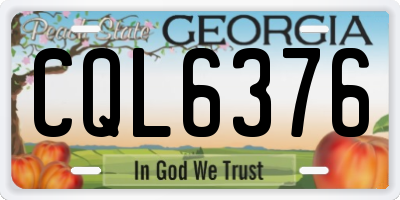 GA license plate CQL6376