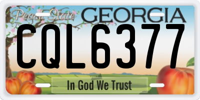 GA license plate CQL6377