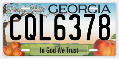 GA license plate CQL6378