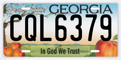 GA license plate CQL6379