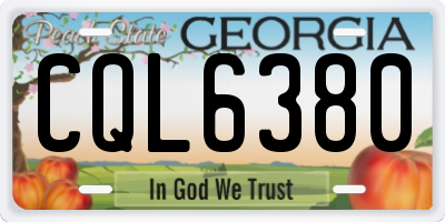 GA license plate CQL6380